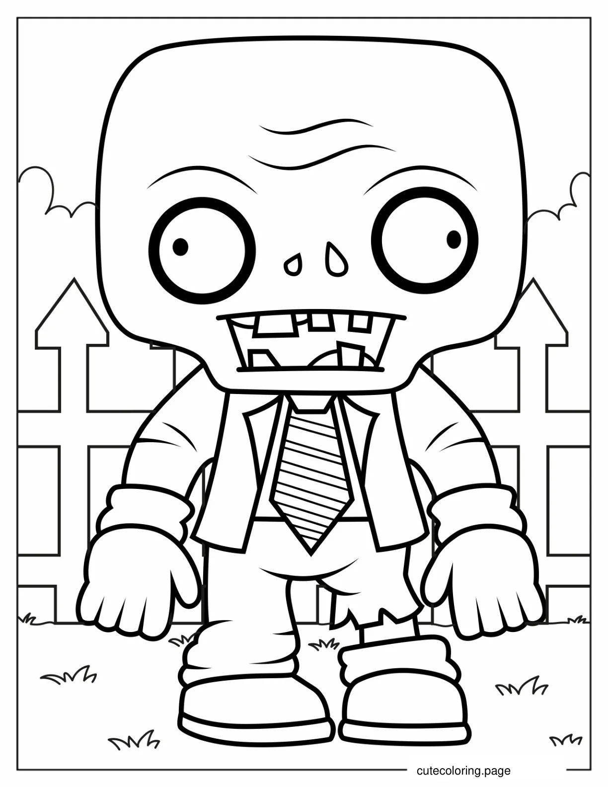 Easy To Color Zombie coloring page