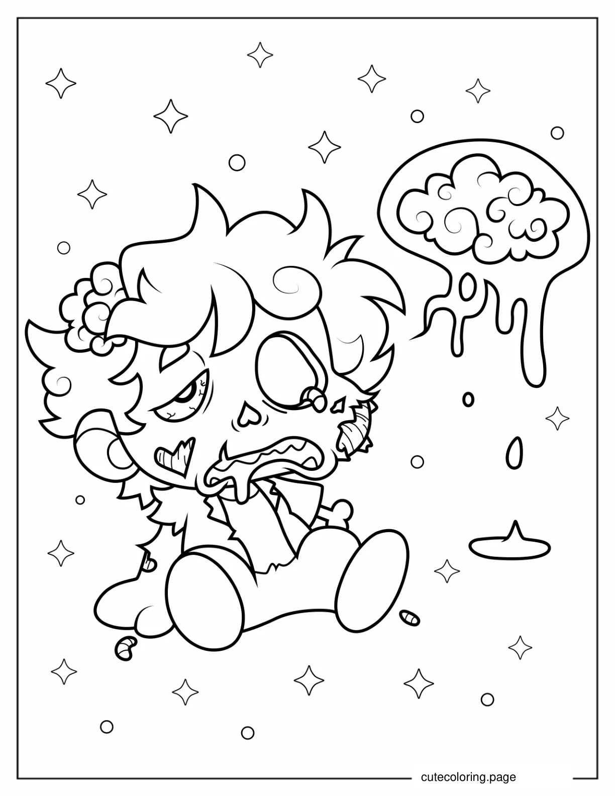 Kawaii Zombie Coloring Sheet coloring page