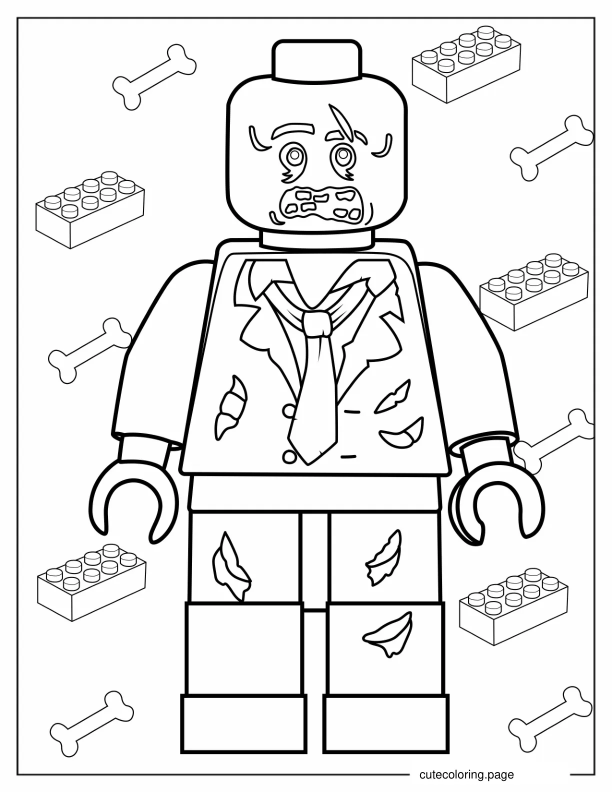 Lego Zombie Coloring Sheet For Kids coloring page