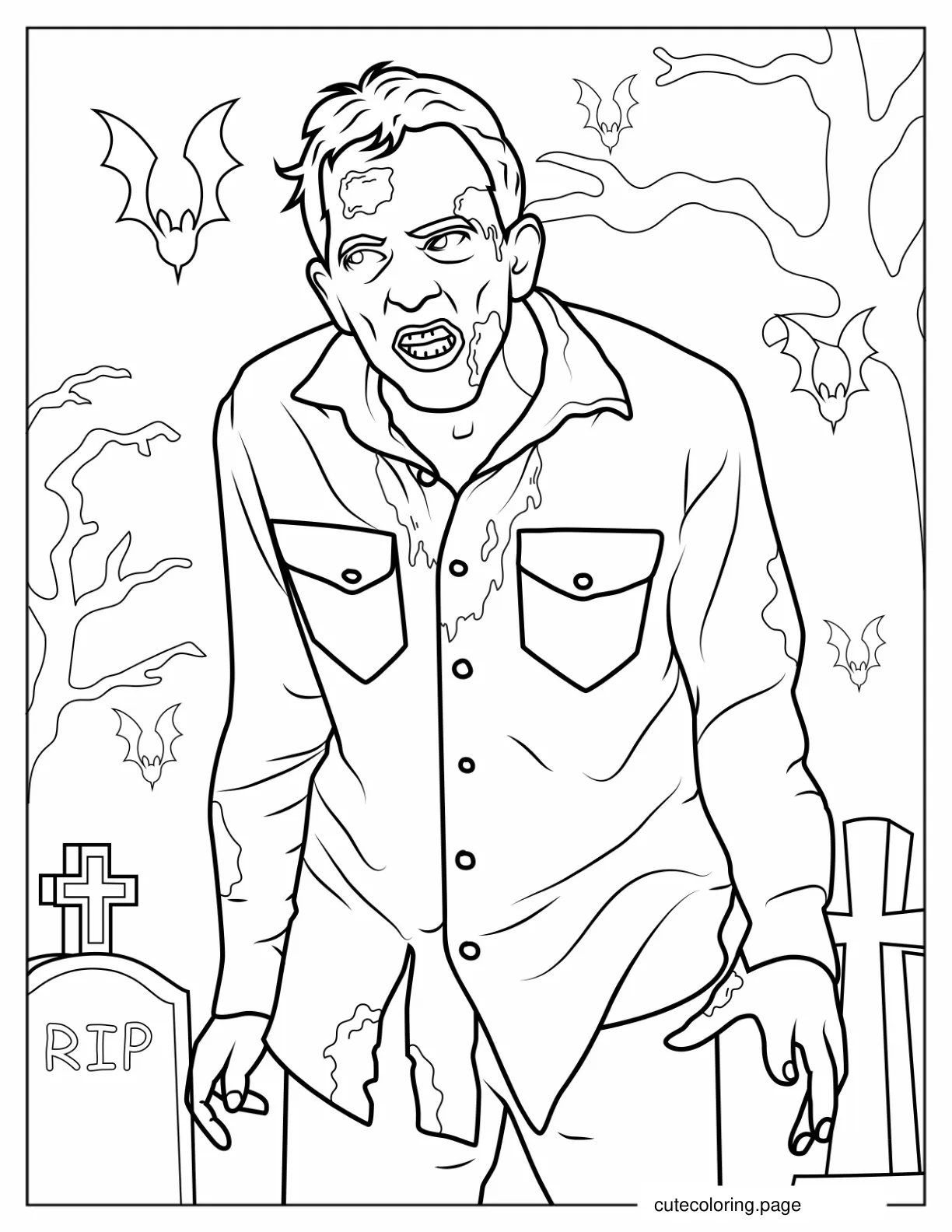 Realistic Looking Zombie To Color For Adults coloring page