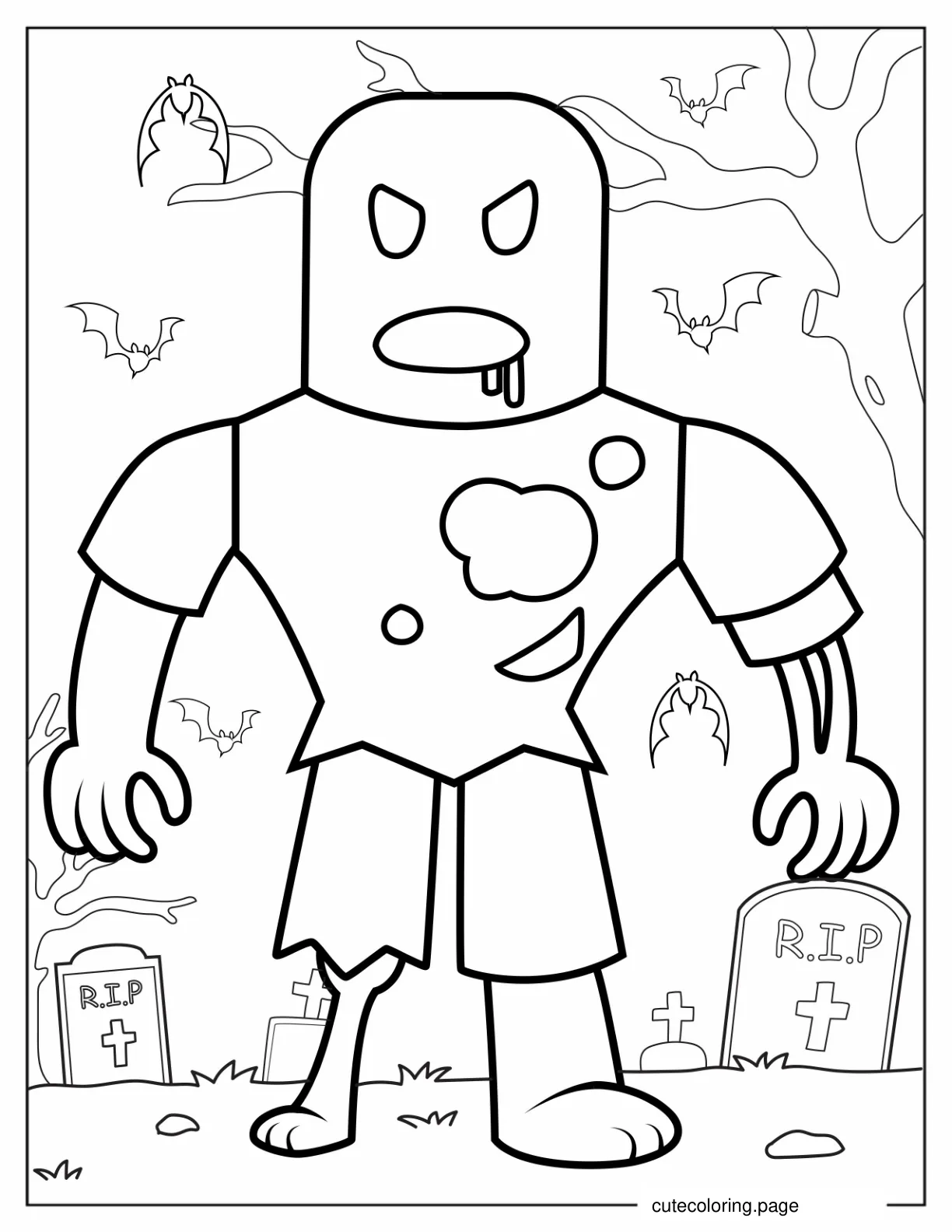 Roblox Zombie Coloring Page For Kids coloring page