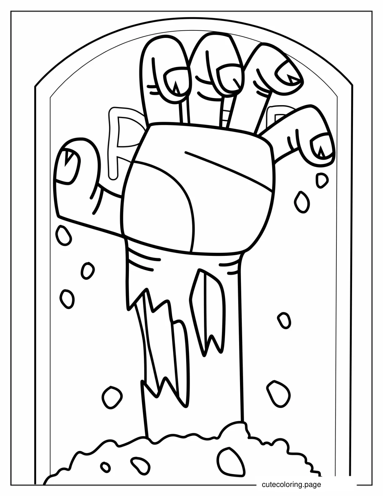 Zombie Arm Coming Out Of Grave coloring page